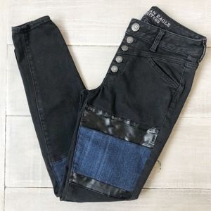High rise patchwork jeggings
